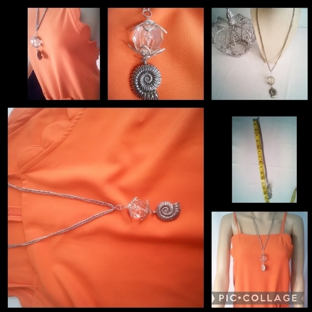 SILVER costume jewelry shell necklace